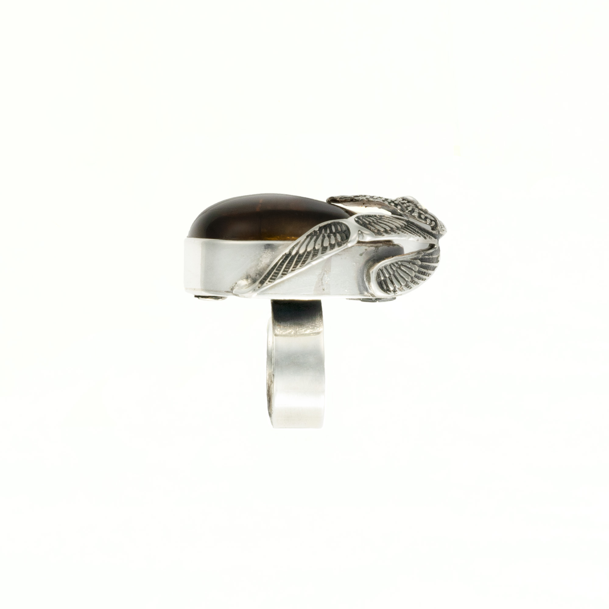 Sterling Silver and Baltic Amber Owl Ring 6
